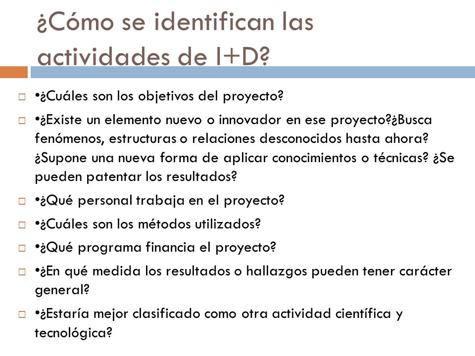 ¿Cómo se identifican las actividades de I+D