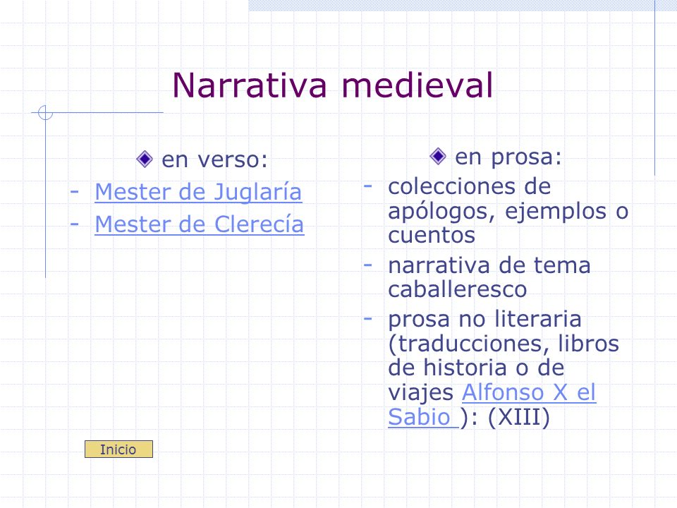 Narrativa medieval en verso: Mester de Juglaría Mester de Clerecía