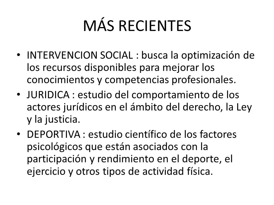 MÁS RECIENTES INTERVENCION SOCIAL : busca la optimización de los recursos disponibles para mejorar los conocimientos y competencias profesionales.