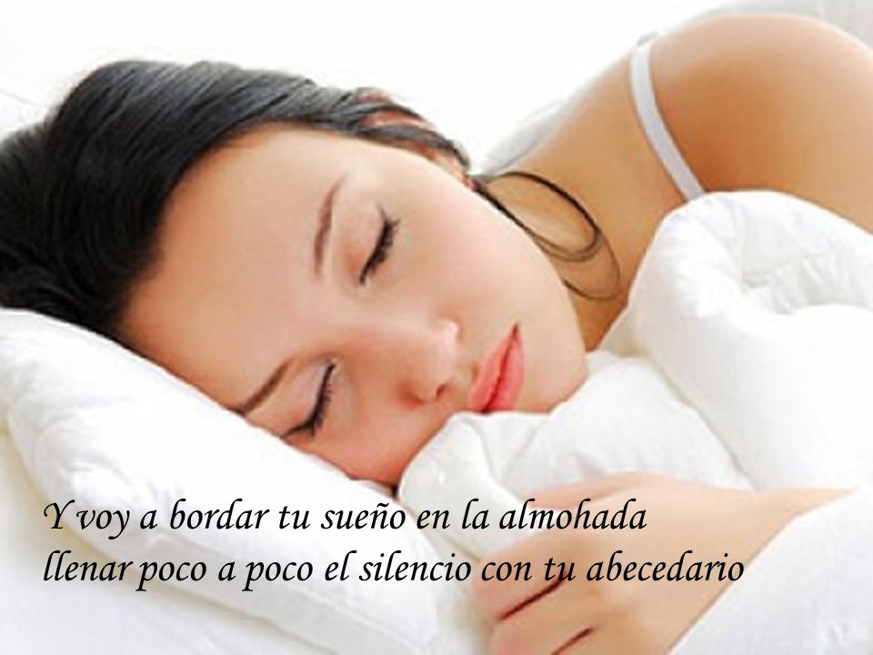 Y voy a bordar tu sueño en la almohada llenar poco a poco el silencio con tu abecedario
