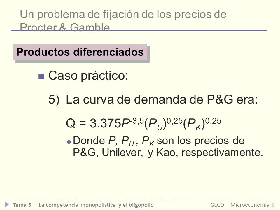 Un problema de fijación de los precios de Procter & Gamble