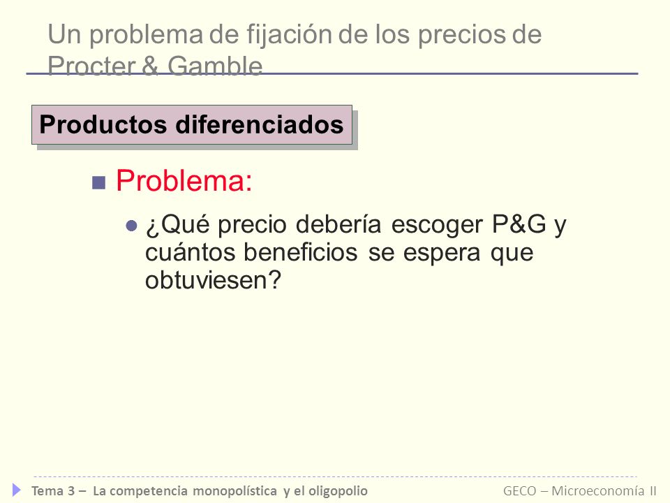 Un problema de fijación de los precios de Procter & Gamble