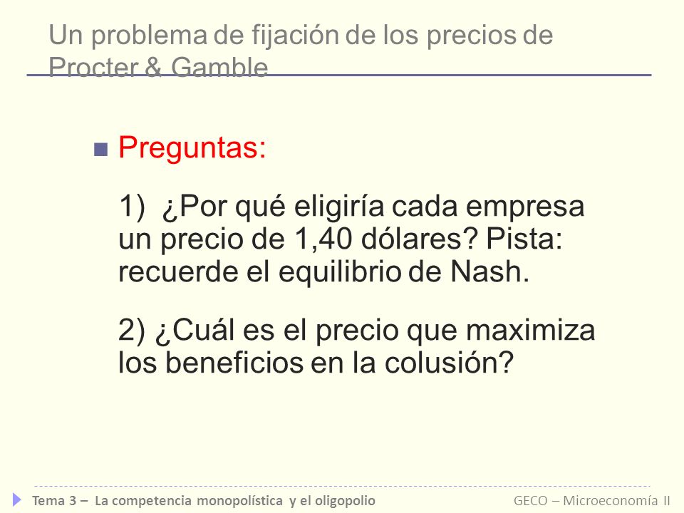 Un problema de fijación de los precios de Procter & Gamble