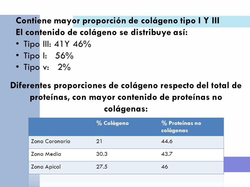 Contiene mayor proporción de colágeno tipo I Y III