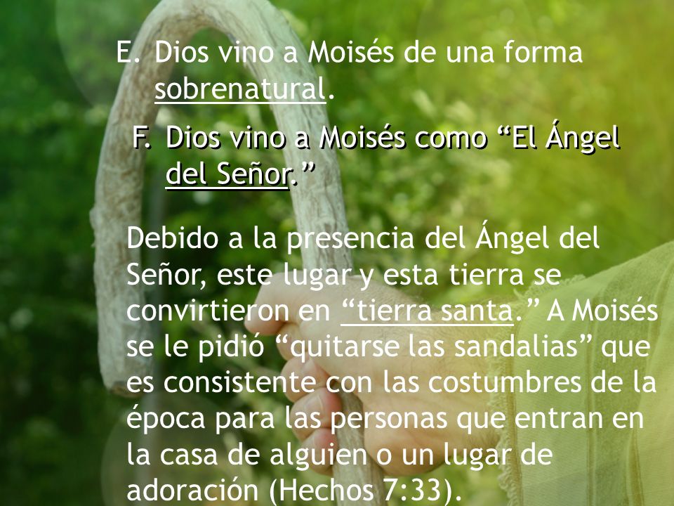E. Dios vino a Moisés de una forma sobrenatural.