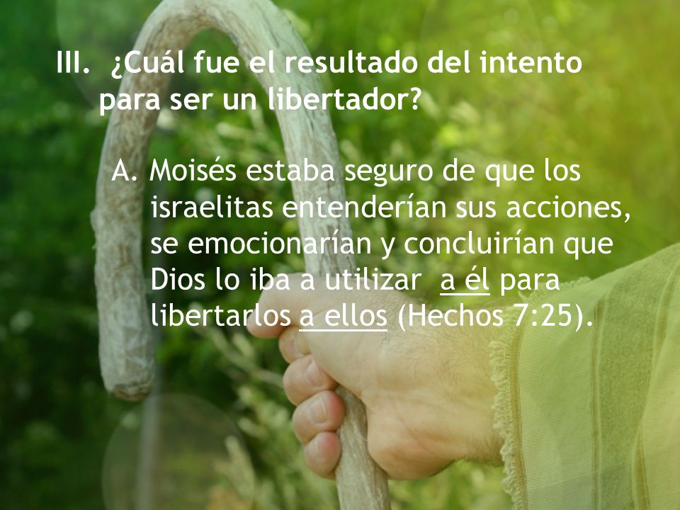 III. ¿Cuál fue el resultado del intento para ser un libertador