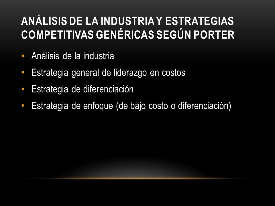 Análisis de la industria y estrategias competitivas genéricas según Porter