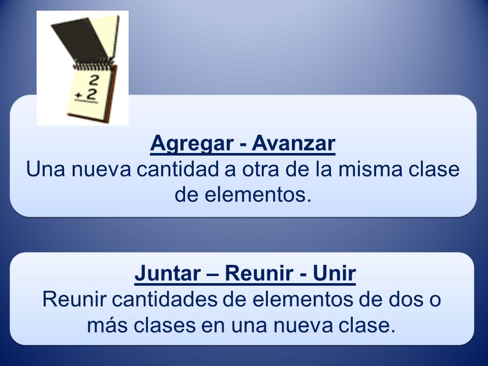 Una nueva cantidad a otra de la misma clase de elementos.