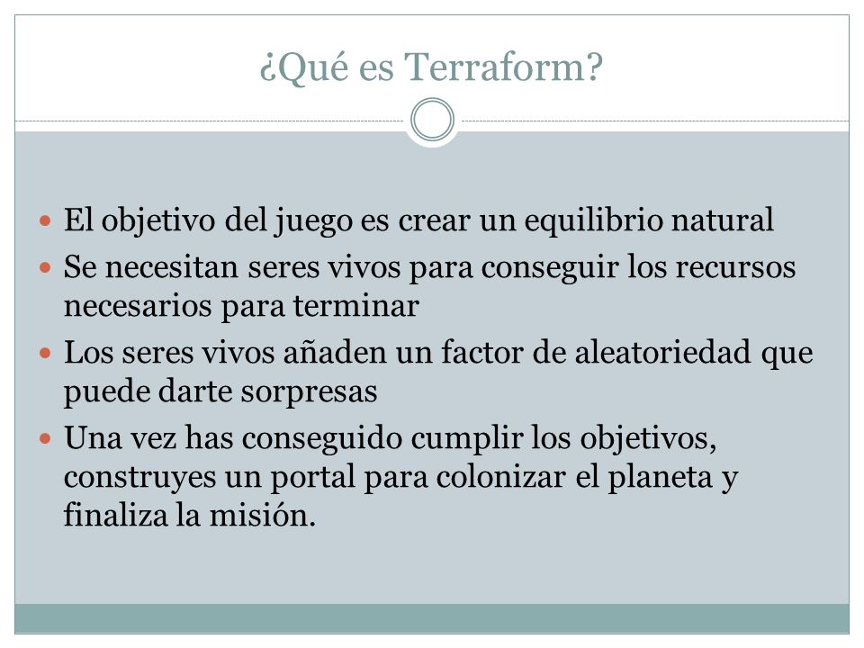 ¿Qué es Terraform El objetivo del juego es crear un equilibrio natural.