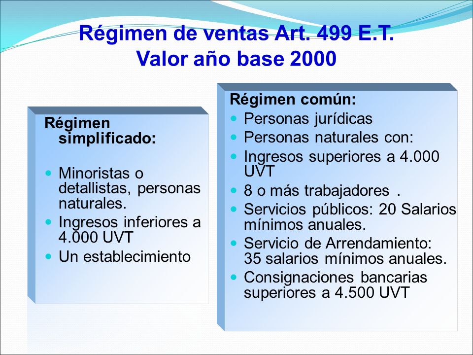 Régimen de ventas Art. 499 E.T. Valor año base 2000