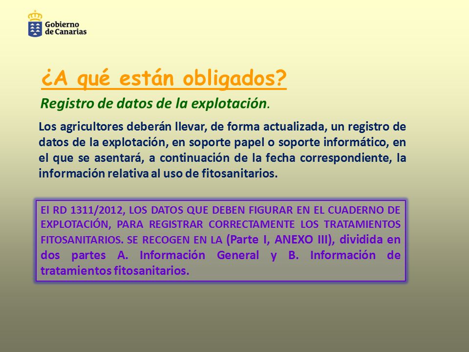 ¿A qué están obligados Registro de datos de la explotación.