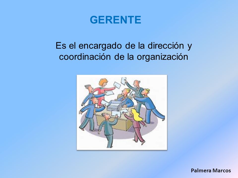 Es el encargado de la dirección y coordinación de la organización