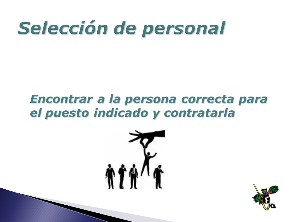 Selección de personal Encontrar a la persona correcta para el puesto indicado y contratarla