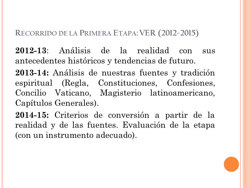 Recorrido de la Primera Etapa: VER ( )