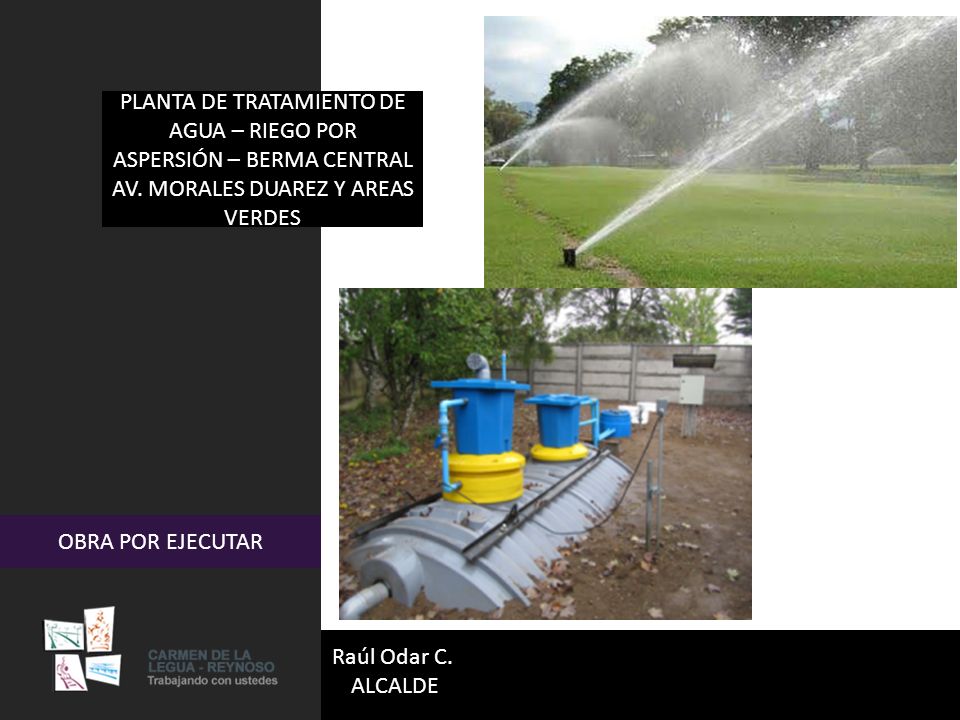 PLANTA DE TRATAMIENTO DE AGUA – RIEGO POR ASPERSIÓN – BERMA CENTRAL AV