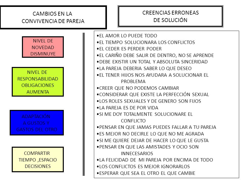 CAMBIOS EN LA CREENCIAS ERRONEAS CONVIVENCIA DE PAREJA DE SOLUCIÓN