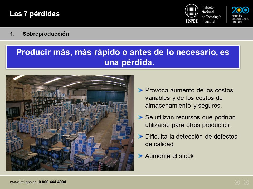 Producir más, más rápido o antes de lo necesario, es una pérdida.