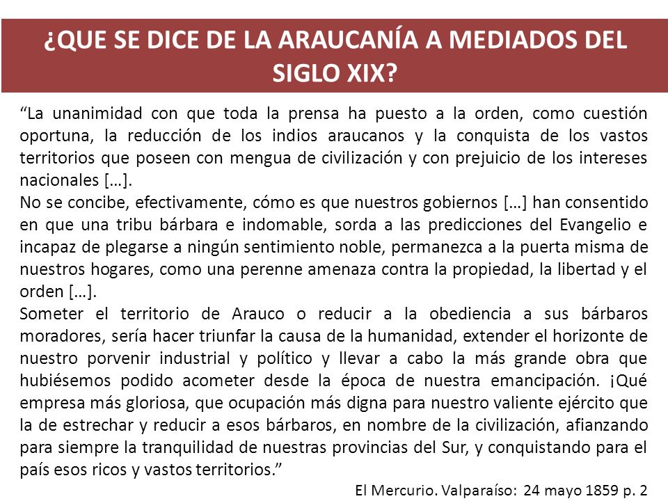 ¿QUE SE DICE DE LA ARAUCANÍA A MEDIADOS DEL SIGLO XIX
