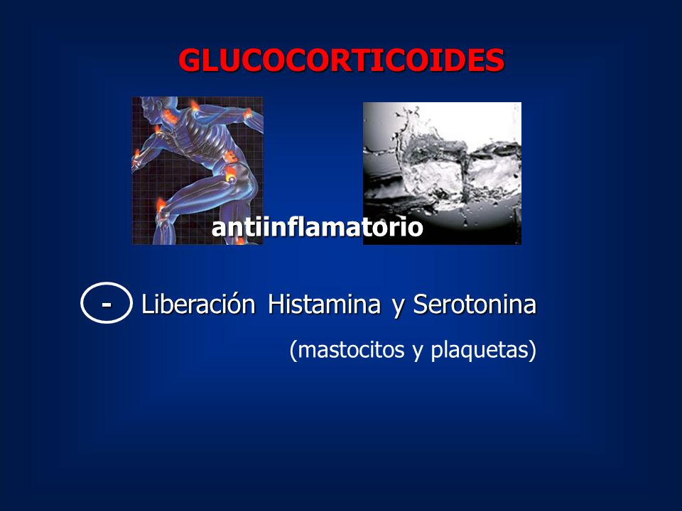 GLUCOCORTICOIDES antiinflamatorio - Liberación Histamina y Serotonina