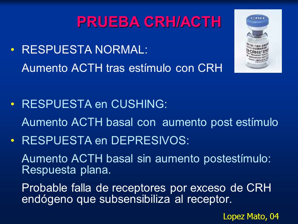 PRUEBA CRH/ACTH RESPUESTA NORMAL: Aumento ACTH tras estímulo con CRH