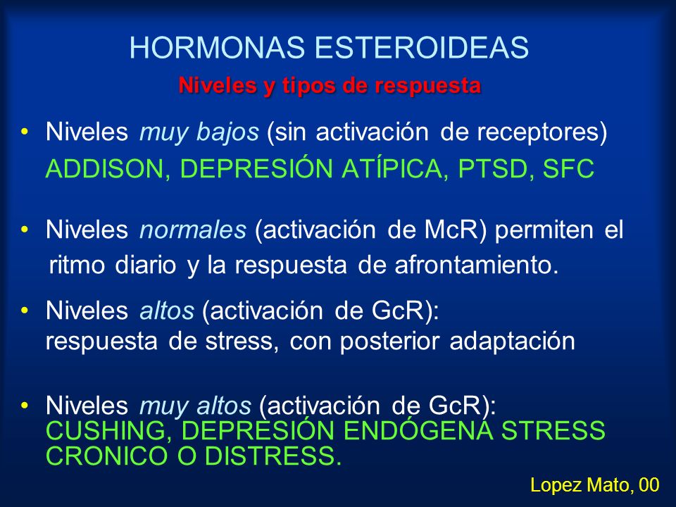 HORMONAS ESTEROIDEAS Niveles y tipos de respuesta