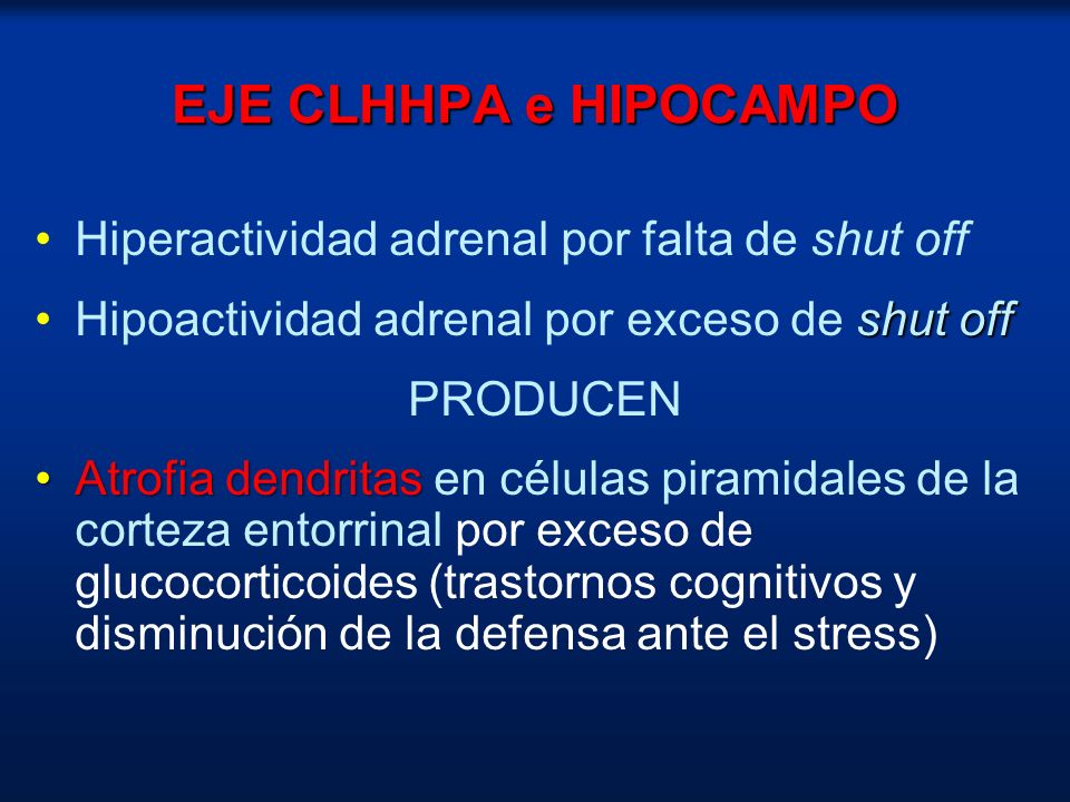 EJE CLHHPA e HIPOCAMPO Hiperactividad adrenal por falta de shut off
