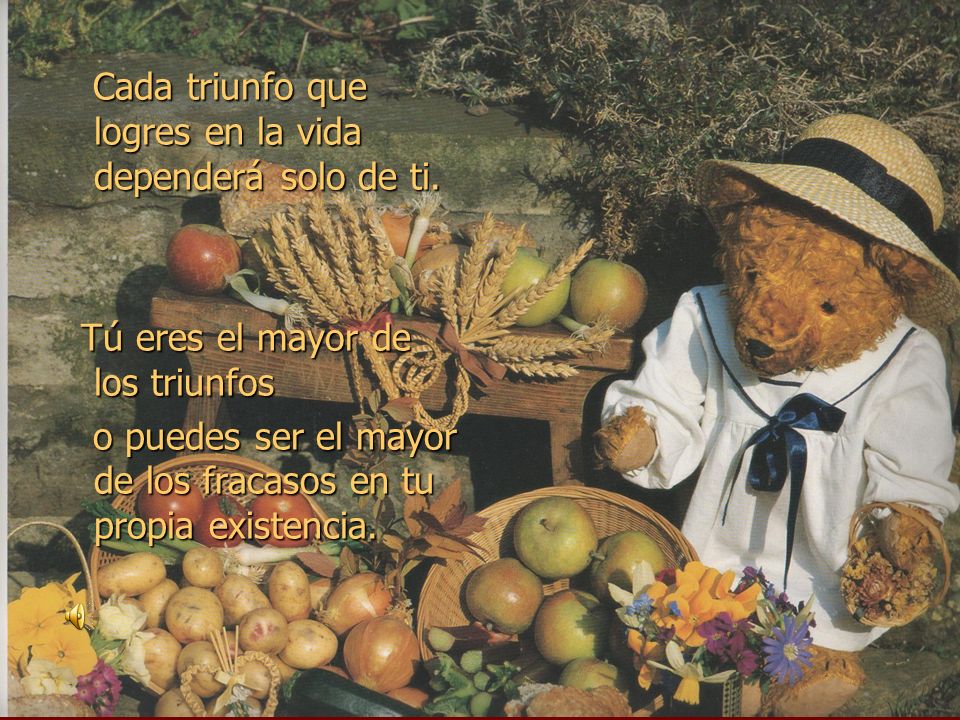 Cada triunfo que logres en la vida dependerá solo de ti.