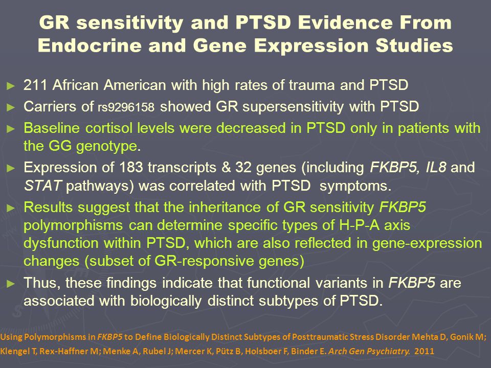 GR sensitivity and PTSD Evidence From Endocrine and Gene Expression Studies