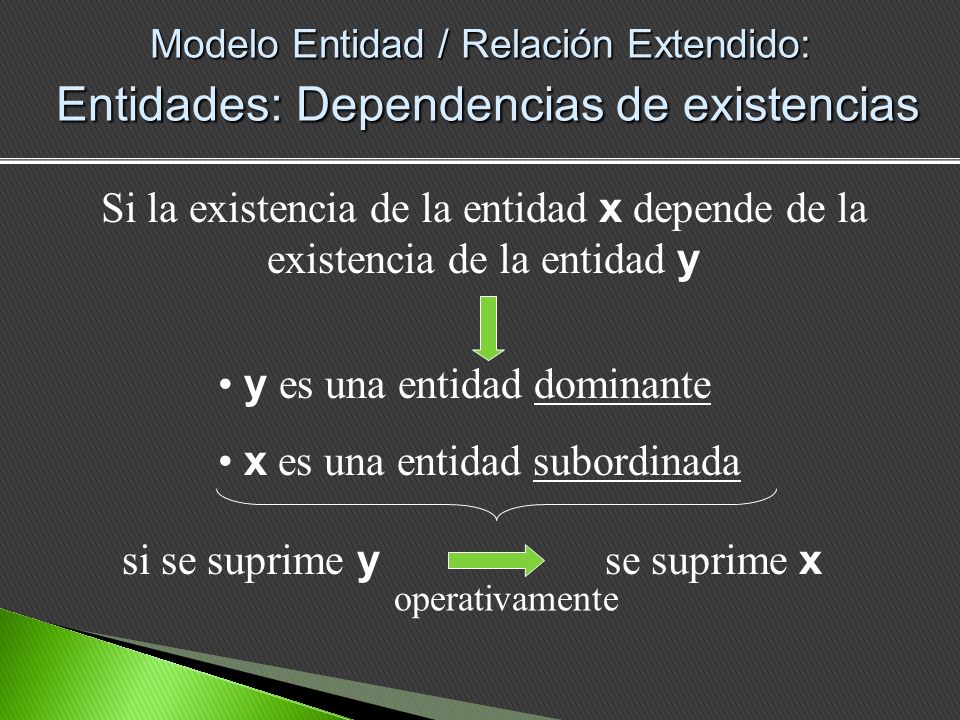 y es una entidad dominante x es una entidad subordinada