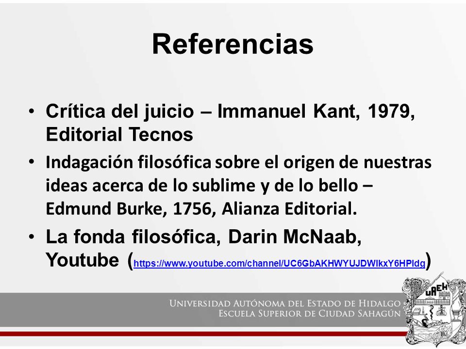 Referencias Crítica del juicio – Immanuel Kant, 1979, Editorial Tecnos