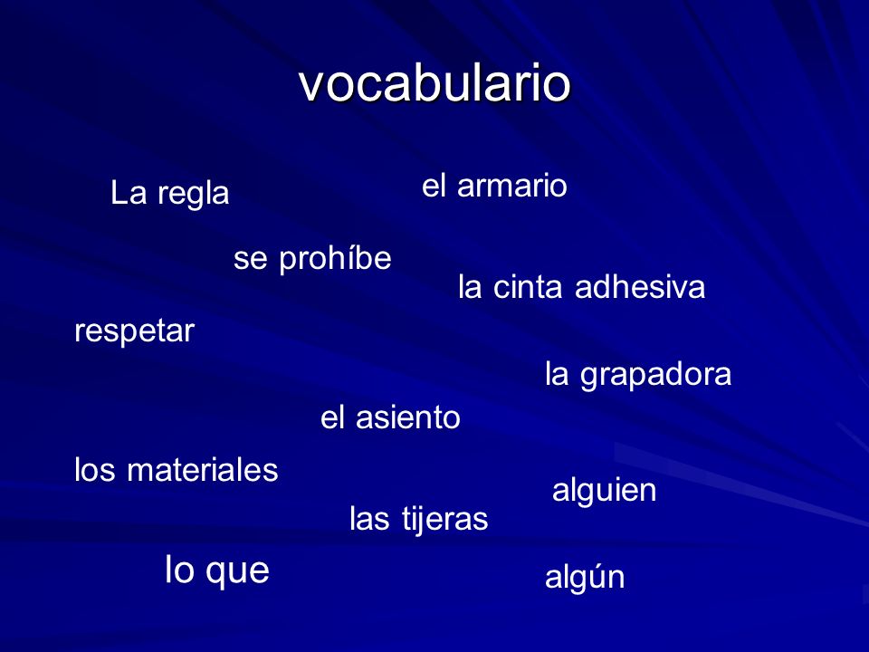 vocabulario lo que el armario La regla se prohíbe la cinta adhesiva