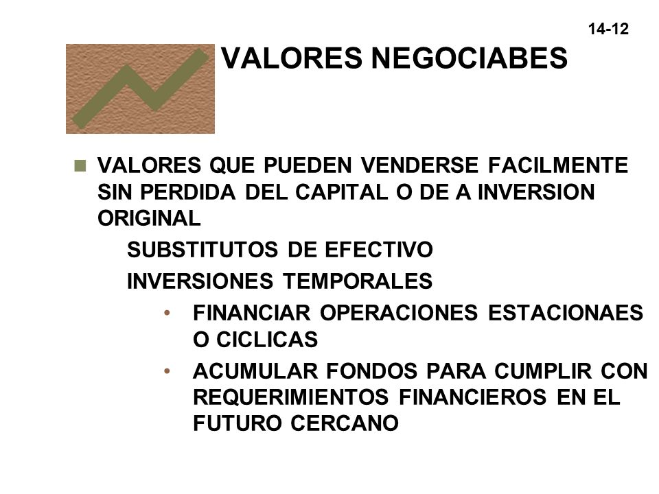 VALORES NEGOCIABES VALORES QUE PUEDEN VENDERSE FACILMENTE SIN PERDIDA DEL CAPITAL O DE A INVERSION ORIGINAL.