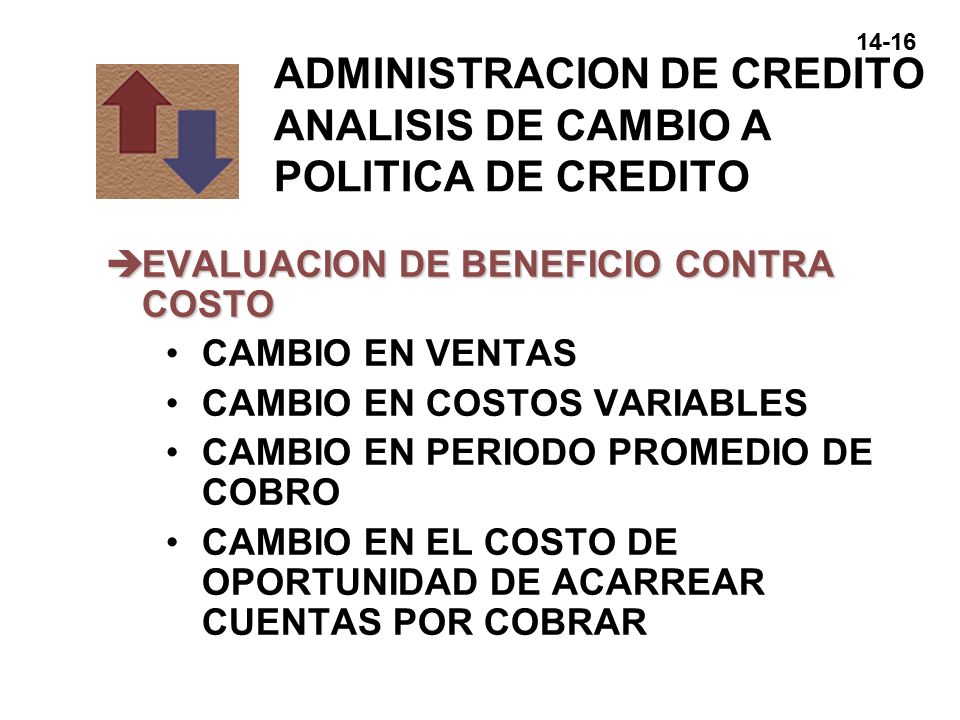 ADMINISTRACION DE CREDITO ANALISIS DE CAMBIO A POLITICA DE CREDITO