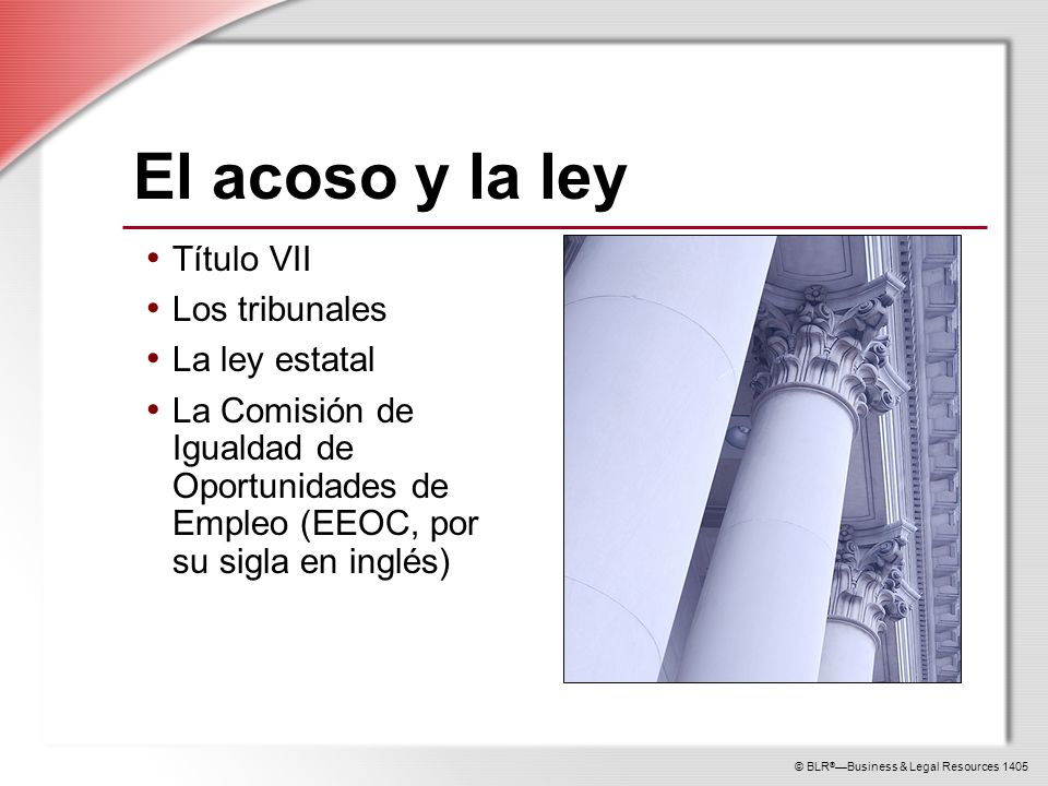 El acoso y la ley Título VII Los tribunales La ley estatal
