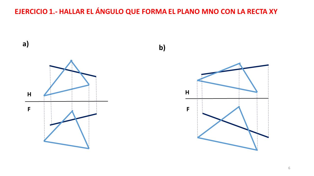 EJERCICIO 1.- HALLAR EL ÁNGULO QUE FORMA EL PLANO MNO CON LA RECTA XY