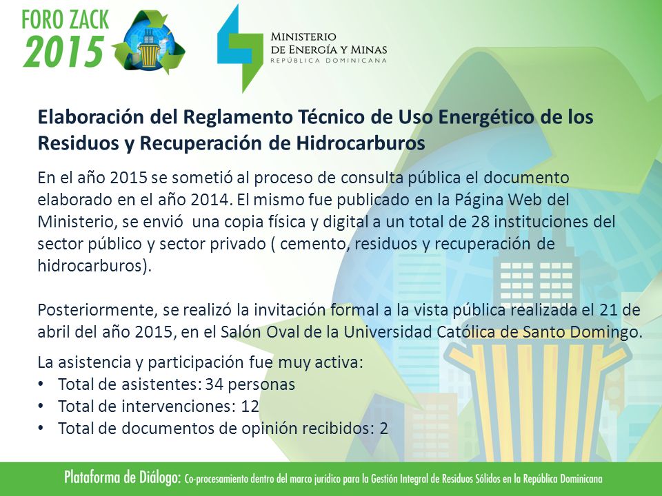 Elaboración del Reglamento Técnico de Uso Energético de los Residuos y Recuperación de Hidrocarburos