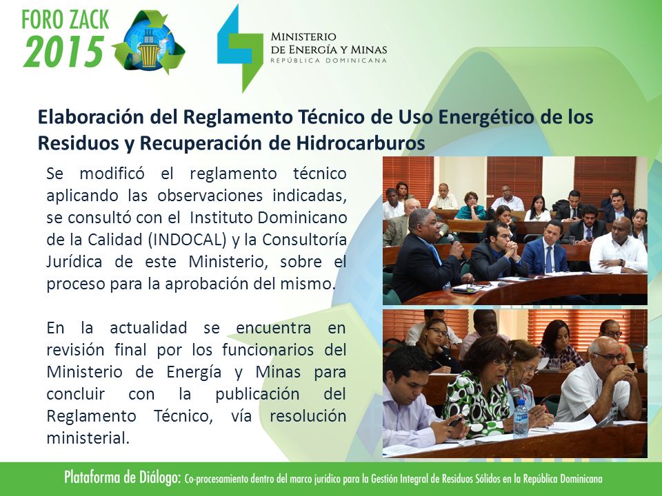 Elaboración del Reglamento Técnico de Uso Energético de los Residuos y Recuperación de Hidrocarburos