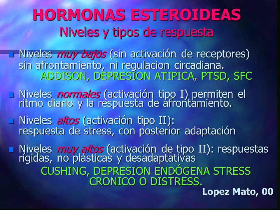 HORMONAS ESTEROIDEAS Niveles y tipos de respuesta