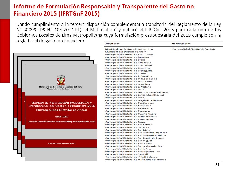 Informe de Formulación Responsable y Transparente del Gasto no Financiero 2015 (IFRTGnF 2015)