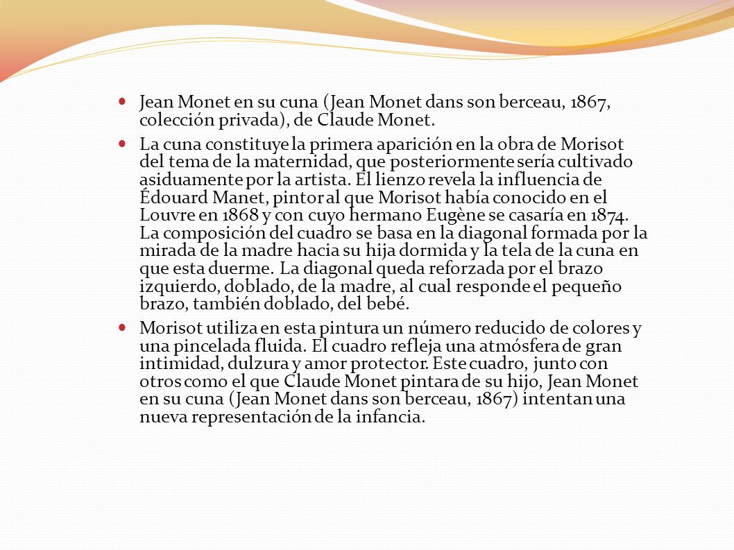 Jean Monet en su cuna (Jean Monet dans son berceau, 1867, colección privada), de Claude Monet.