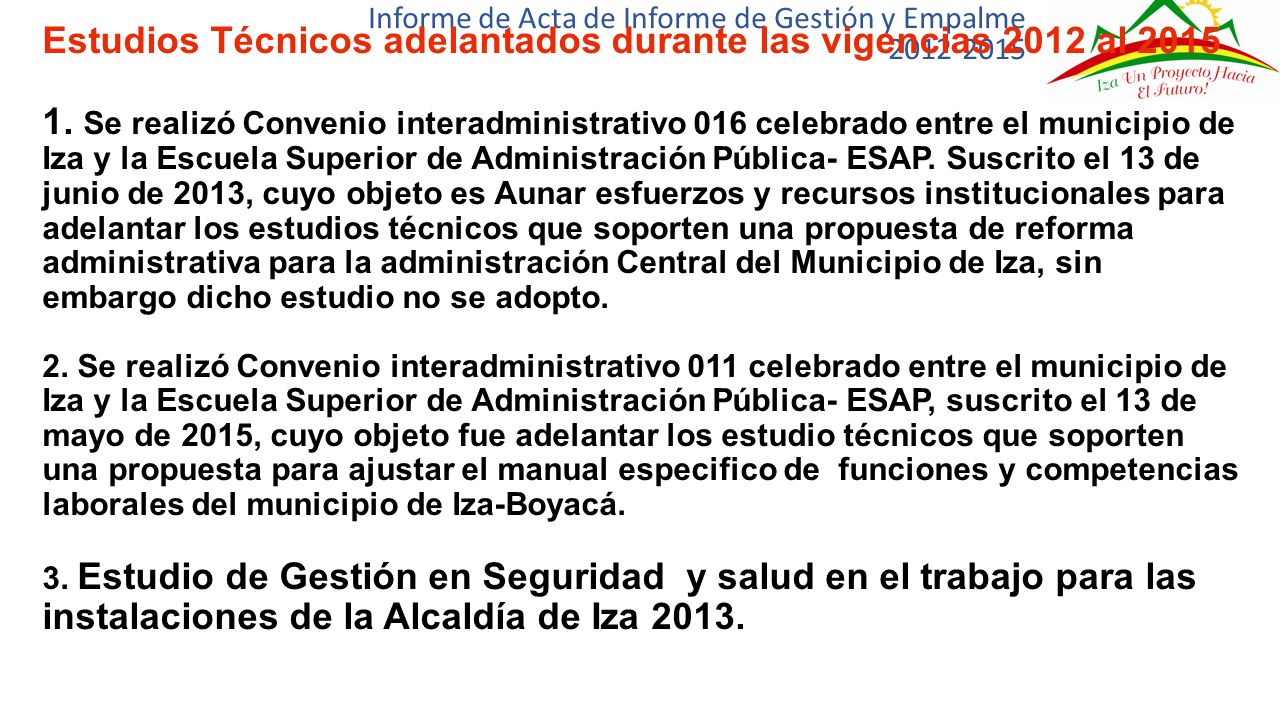 Informe de Acta de Informe de Gestión y Empalme