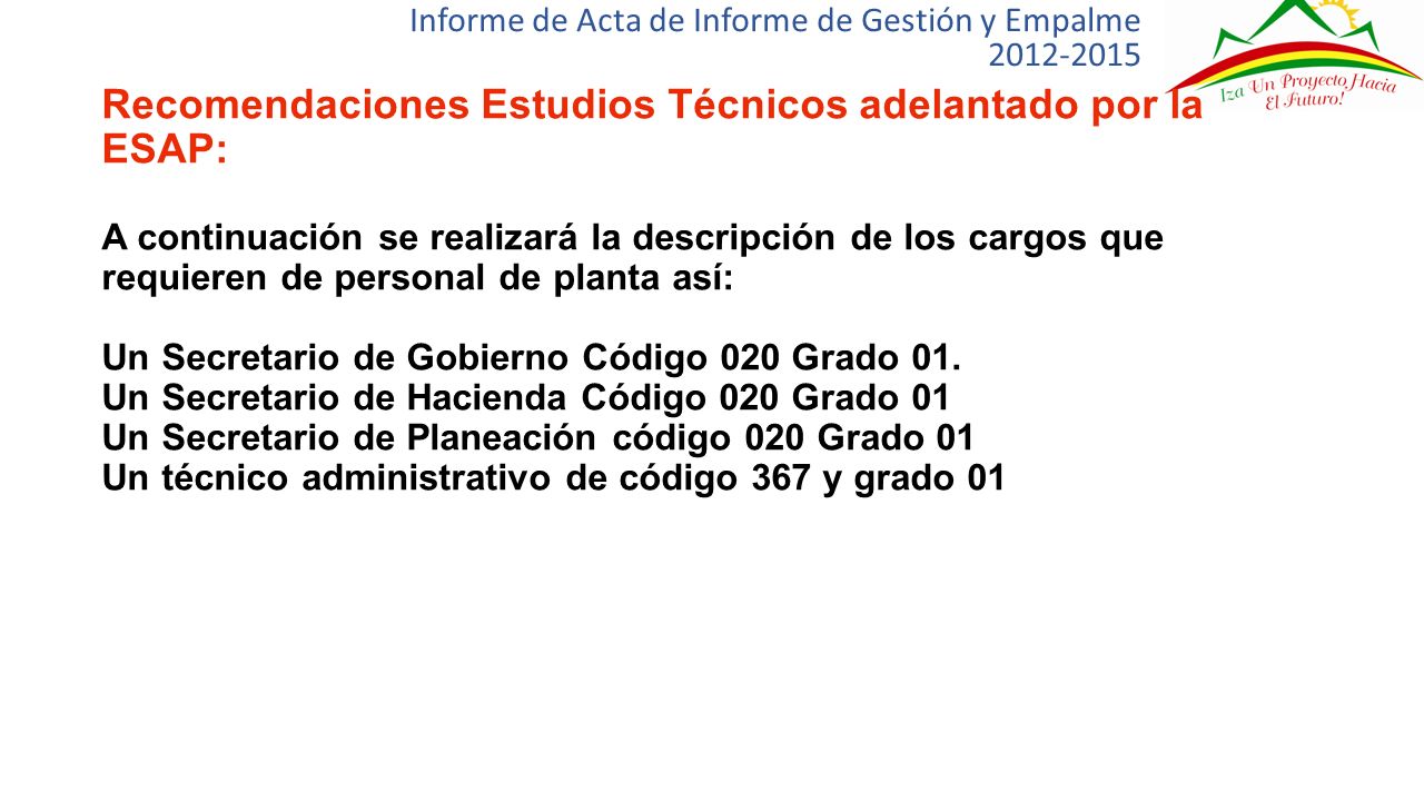 Informe de Acta de Informe de Gestión y Empalme