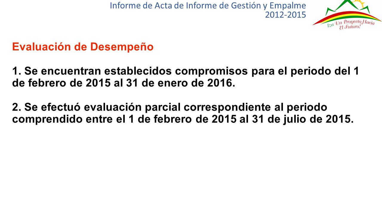 Informe de Acta de Informe de Gestión y Empalme