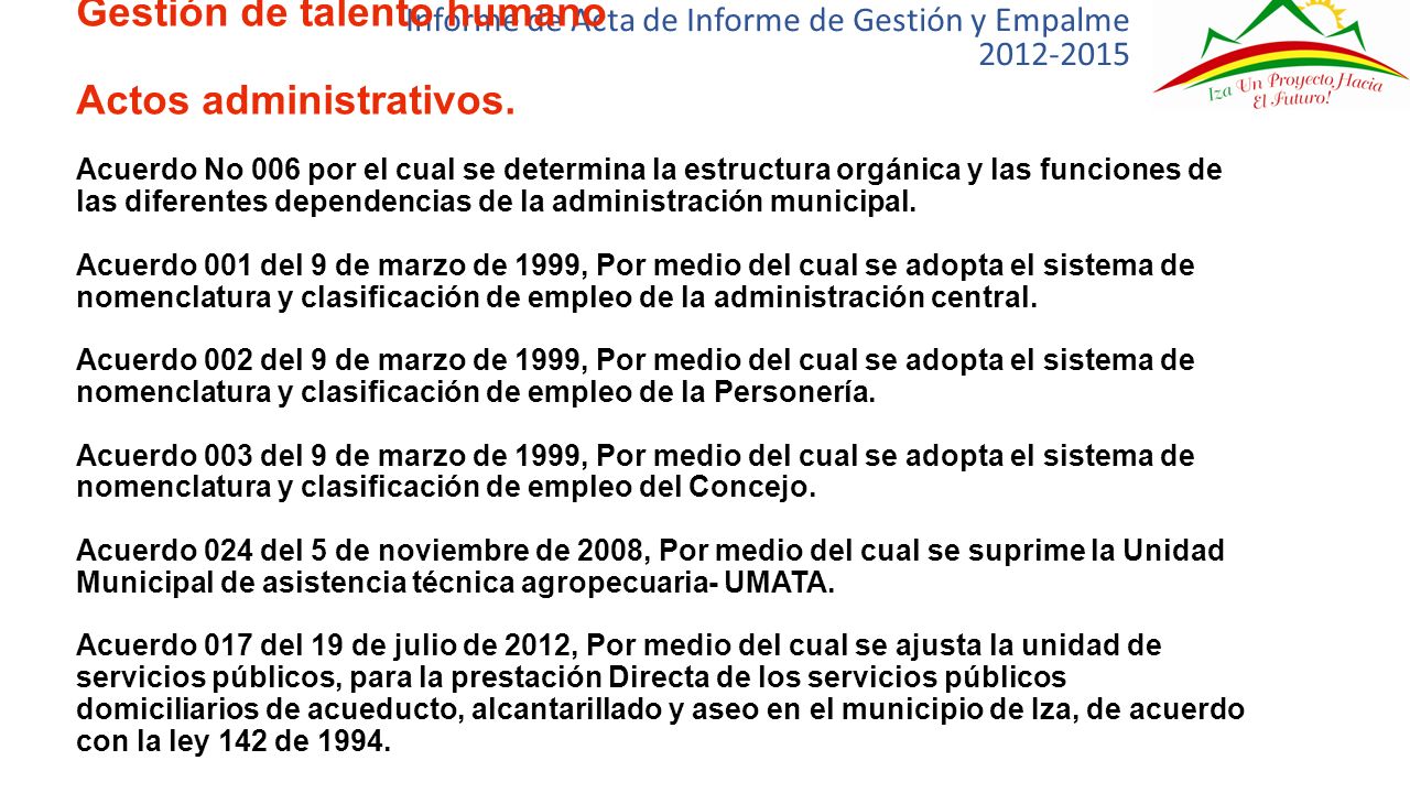 Informe de Acta de Informe de Gestión y Empalme