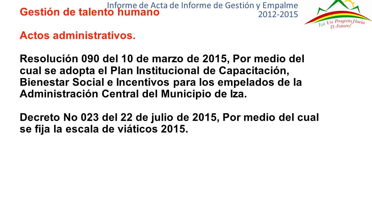 Informe de Acta de Informe de Gestión y Empalme