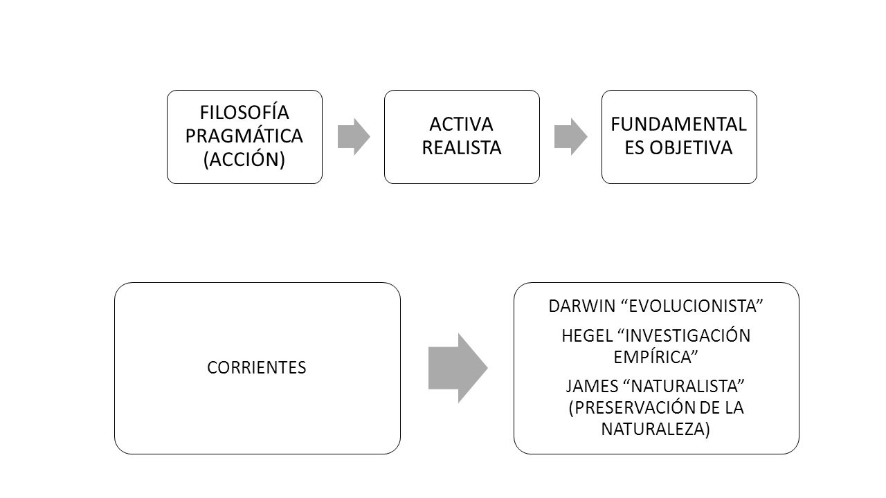 FILOSOFÍA PRAGMÁTICA (ACCIÓN) ACTIVA REALISTA FUNDAMENTAL ES OBJETIVA
