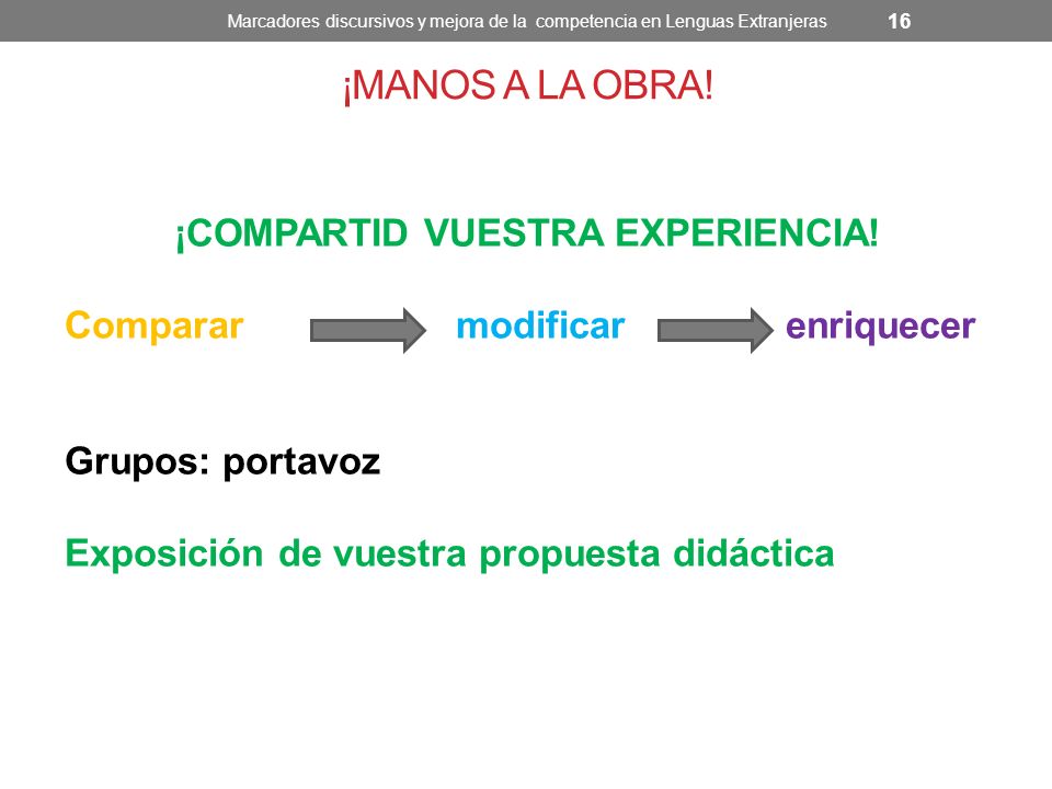 Marcadores discursivos y mejora de la competencia en Lenguas Extranjeras