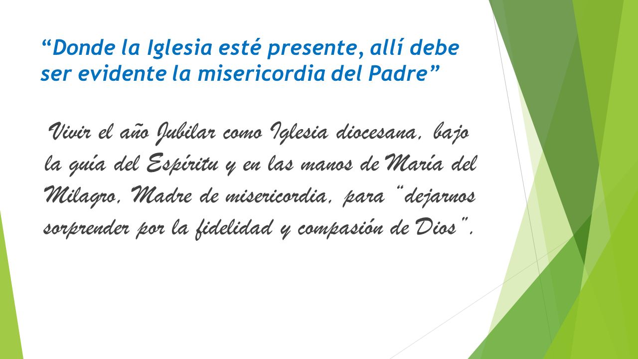 Donde la Iglesia esté presente, allí debe ser evidente la misericordia del Padre