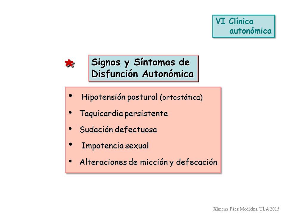 * Signos y Síntomas de Disfunción Autonómica VI Clínica autonómica