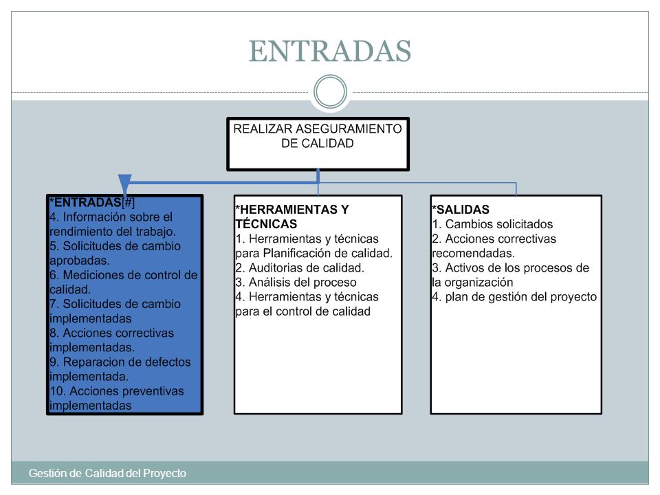ENTRADAS [#]Las 3 primeras entradas pertenecen a las 3 primeras salidas del proceso Planificación de la Calidad
